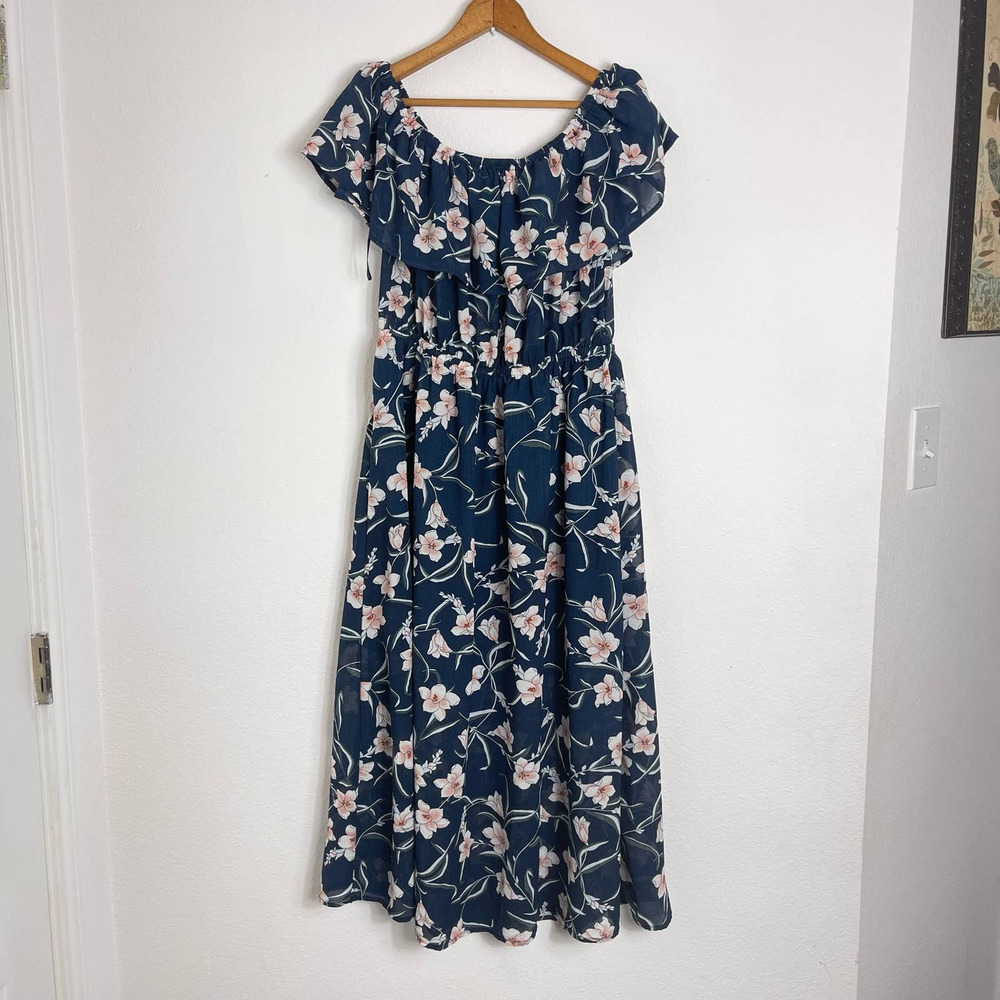 Ijoah Navy Blue Floral Dress‎ Size Medium